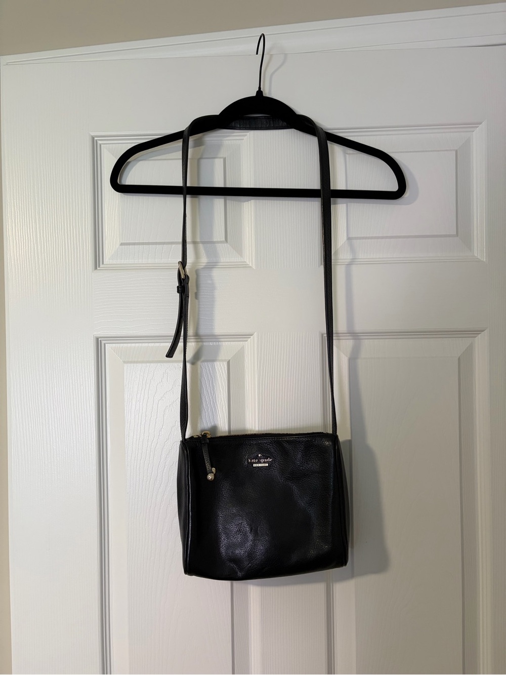kate spade Black Pebbled Leather Crossbody with Gold Accents